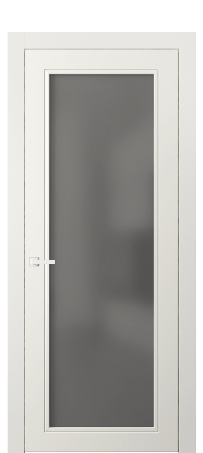 Межкомнатная дверь Нео Классик 8000 Матовый жемчужный Сатинированное серое стекло, триплекс Цена 77799 ₽ | Volhovec