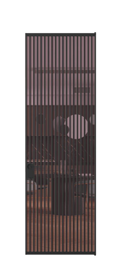 Алюминиевая дверь АЛПЛ040.06 Алюминий Черный Прозрачное розовое стекло, триплекс Цена 221770  | Volhovec