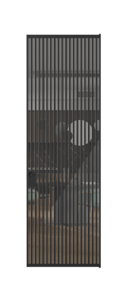 Алюминиевая дверь АЛПЛ040.06 Алюминий Черный Рефлективное прозрачное стекло "Стопсол", калёное Цена 229770  | Volhovec