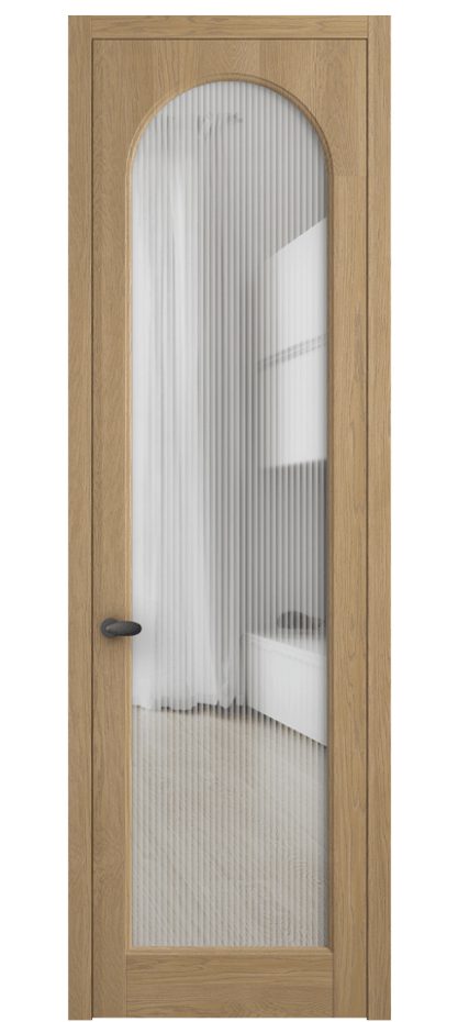 Межкомнатная дверь Палаццо 6804 Дуб соломенный матовый Рифлёное стекло "Мору", триплекс Цена 152529 ₽ | Volhovec