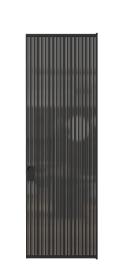 Алюминиевая дверь АЛПЛ040.06 Алюминий Черный Сатинированное серое стекло, триплекс Цена 221770  | Volhovec