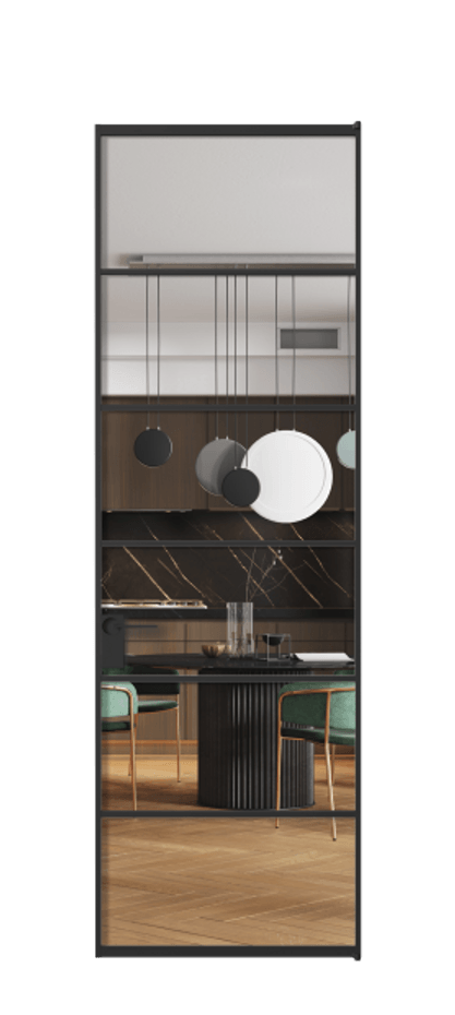 Алюминиевая дверь АЛПЛ040.04 Алюминий Черный Прозрачное стекло "Кристал Вижн", калёное Цена 152470  | Volhovec