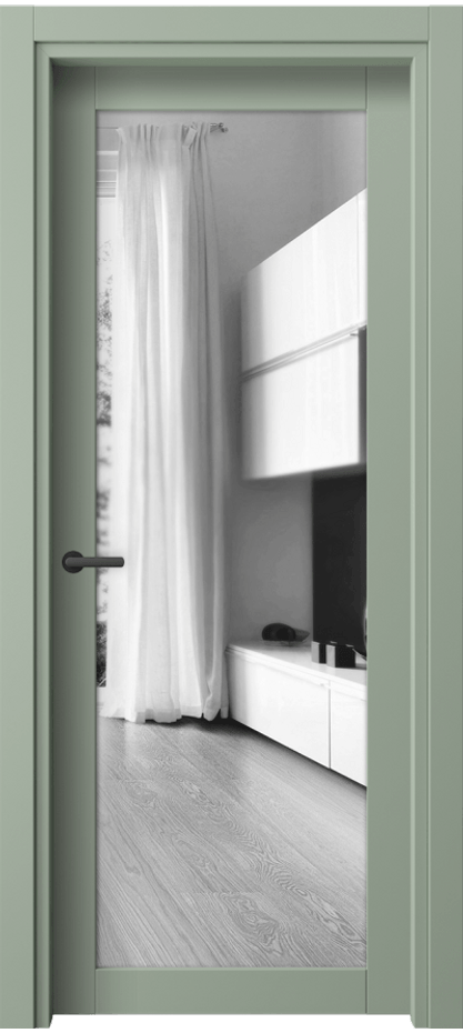 Межкомнатная дверь Нео 2102 ПЭТ светло-оливковый Двустороннее зеркало, триплекс Цена 32899 ₽ | Volhovec