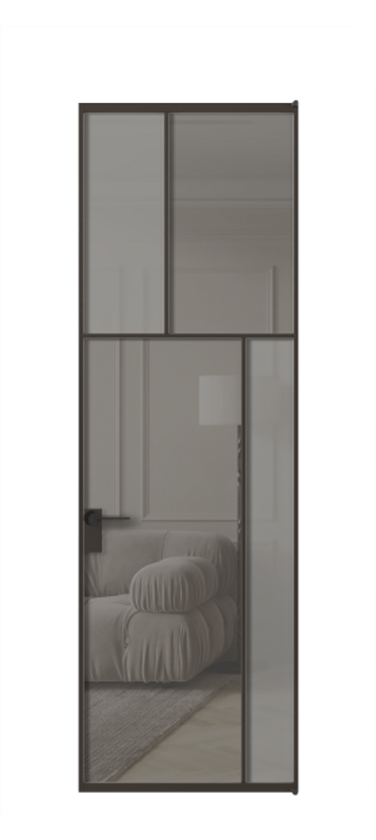 Межкомнатная дверь Мозаик АЛПЛ041.23 Алюминий антрацит Сатинированное серое стекло, триплекс, 6 мм + Прозрачное серое стекло, триплекс Цена 165870 ₽ | Volhovec