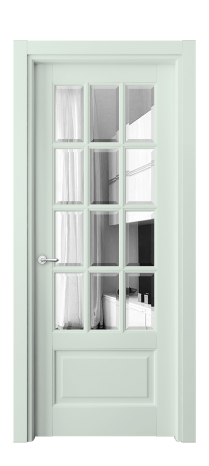 Межкомнатная дверь Тоскана Грильято 6313 Матовый белоснежный Двустороннее зеркало с фацетом, триплекс Цена 153499 ₽ | Volhovec