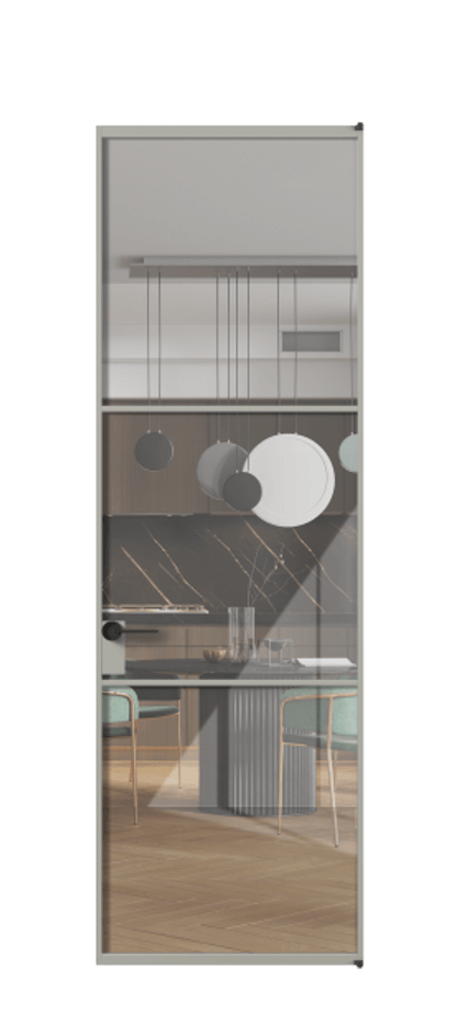 Алюминиевая дверь АЛПЛ040.03 Алюминий нейтральный серый Рефлективное прозрачное стекло "Стопсол", калёное Цена 151770  | Volhovec