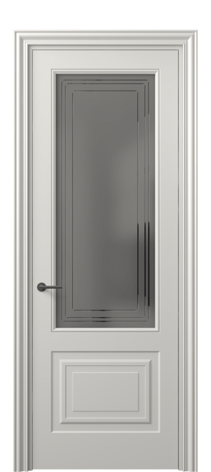 Межкомнатная дверь Маскот 8452 Матовый серый Сатинированное серое стекло с гравировкой "Грани", триплекс Цена 85899 ₽ | Volhovec