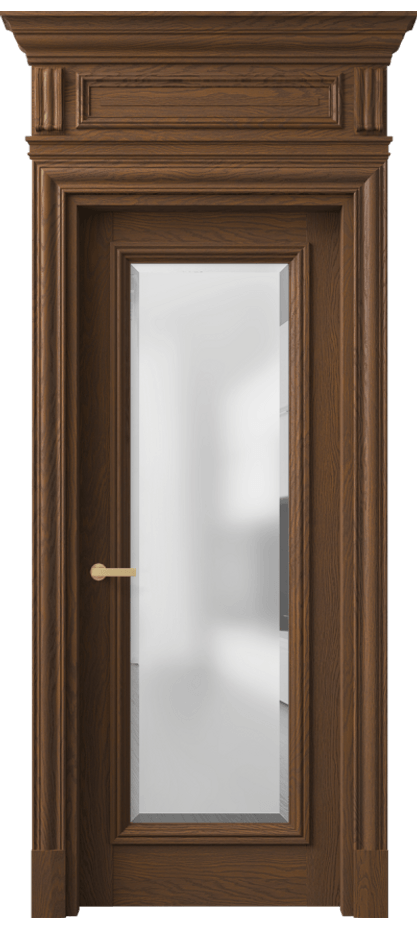Межкомнатная дверь Антик 7300 Дуб каштановый матовый Сатинированное стекло с фацетом Цена 267389 ₽ | Volhovec