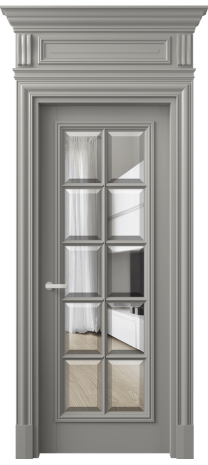 Межкомнатная дверь Антик 7310 Матовый нейтральный серый Прозрачное стекло с фацетом Цена 183059 ₽ | Volhovec