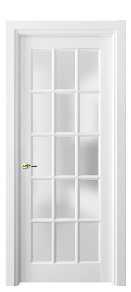 Межкомнатная дверь Лигнум 0708 Дуб белоснежный Сатинированное стекло Цена 162599 ₽ | Volhovec