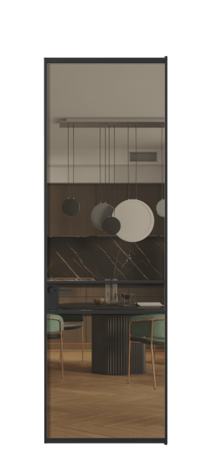 Алюминиевая дверь АЛПЛ040.02 Алюминий Черный Прозрачное бронзовое стекло, триплекс Цена 138970  | Volhovec