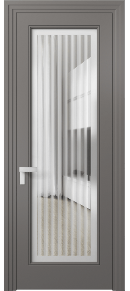 Межкомнатная дверь Рокка 8300 Матовый классический серый Сатинированное с гравировкой "Каннелюры", триплекс Цена 85599 ₽ | Volhovec