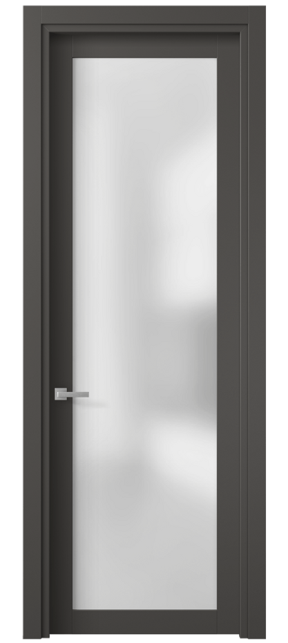 Межкомнатная дверь Планум 2102 ПЭТ графитовый Сатинированное стекло Цена 32899 ₽ | Volhovec