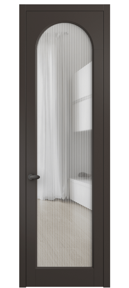 Межкомнатная дверь Палаццо 6804 Матовый антрацит Рифлёное стекло "Мору", триплекс Цена 100429 ₽ | Volhovec