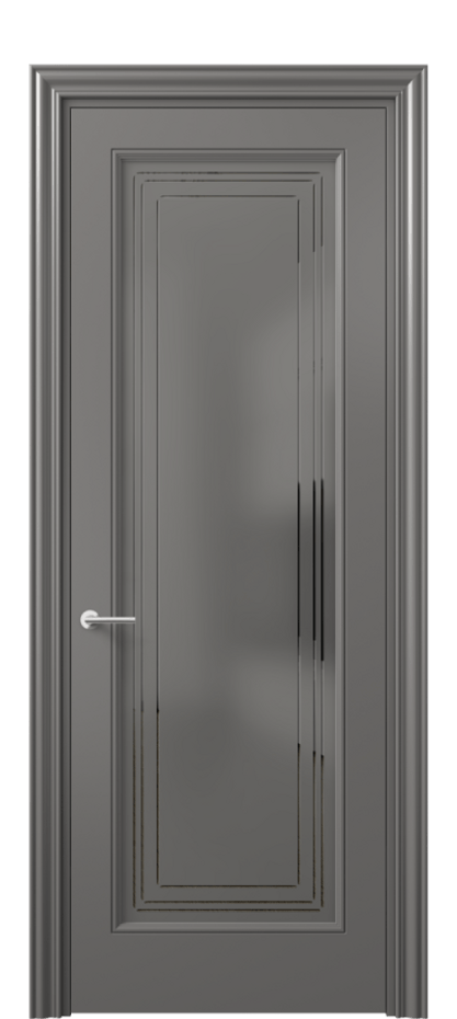 Межкомнатная дверь Маскот 8400 Матовый классический серый Сатинированное серое стекло с гравировкой "Грани", триплекс Цена 85899 ₽ | Volhovec