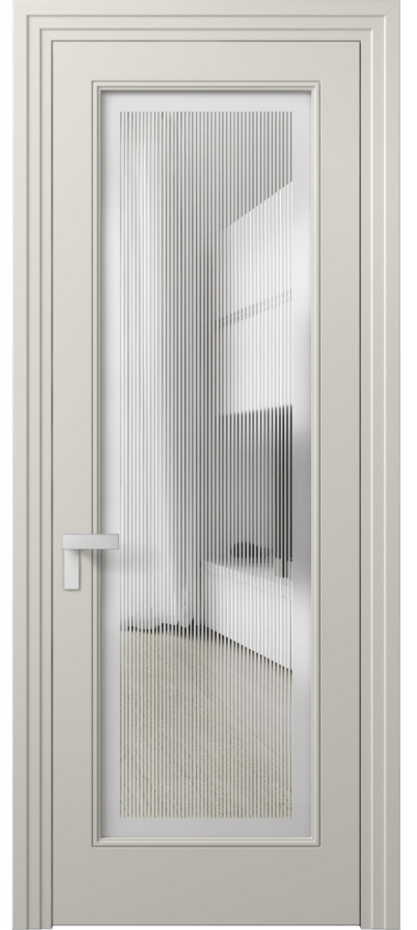Межкомнатная дверь Рокка 8300 Матовый облачно-серый Сатинированное с гравировкой "Каннелюры", триплекс Цена 85599 ₽ | Volhovec