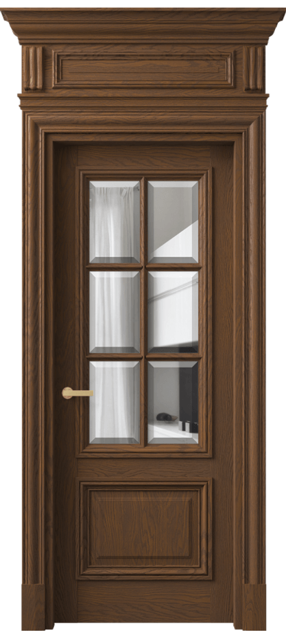 Межкомнатная дверь Антик 7312 Дуб каштановый матовый Прозрачное стекло с фацетом Цена 296589 ₽ | Volhovec