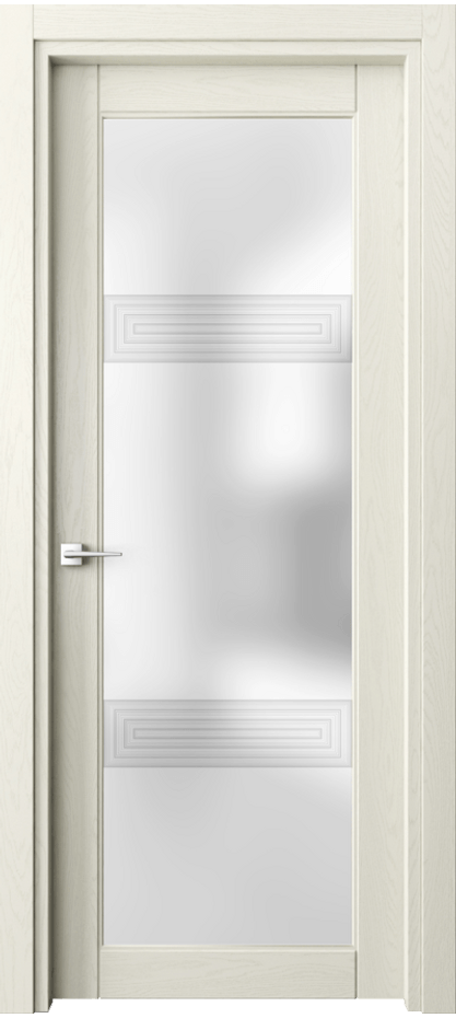 Межкомнатная дверь Эго 6112 Дуб молочно-белый Сатинированное стекло "3Д" Цена 126399 ₽ | Volhovec