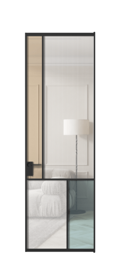 Межкомнатная дверь Мозаик АЛПЛ041.20 Алюминий Черный Комбинация стекол Группы 1 и Группы 3 Цена 166070 ₽ | Volhovec