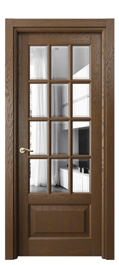 Межкомнатная дверь Лигнум 0728 Дуб королевский брашированный Двустороннее зеркало с фацетом, триплекс Цена 178899 ₽ | Volhovec