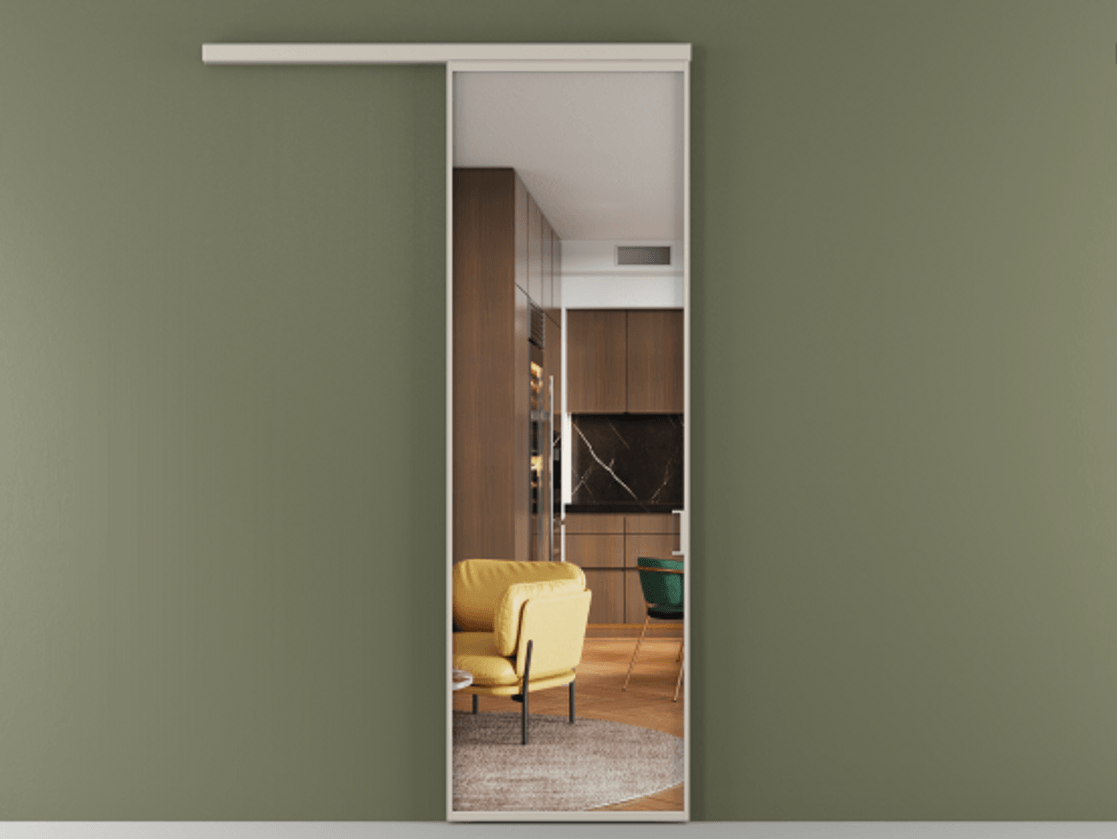 Перегородка Формато вдоль стены 1 створка АЛПР 040.01 Алюминий светло-бежевый Прозрачное стекло "Кристал Вижн", калёное Цена 123700 ₽  | Volhovec