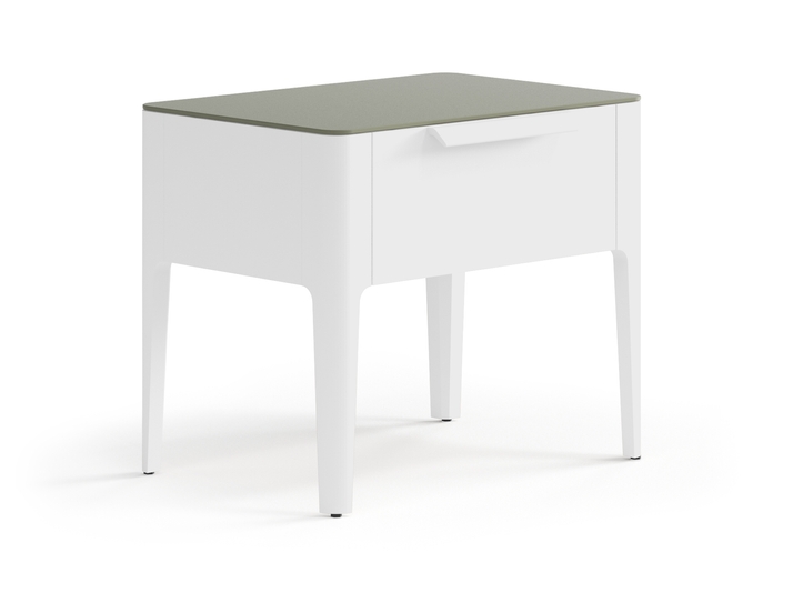 Мебель Тумба прикроватная Пьега 1 ящик. Цвет Матовый светло-серый. Материал Гладкая эмаль. Коллекция Тумба прикроватная Пьега 1 ящик. Картинка.