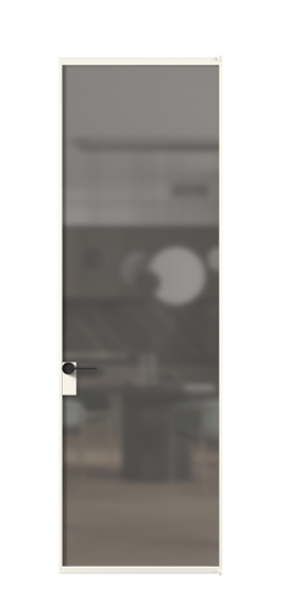 Дверь межкомнатная АЛПЛ040.01 АПБЛ Серый сатин триплекс. Цвет Алюминий пудровый белый. Материал Алюминий в эмали. Коллекция Формато. Картинка.