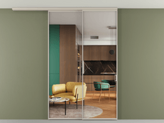 Перегородка Формато вдоль стены на потолок 2 створки с синхронным механизмом