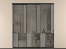 Перегородка Mosaic внутри проёма 3 створки с синхронным механизмом